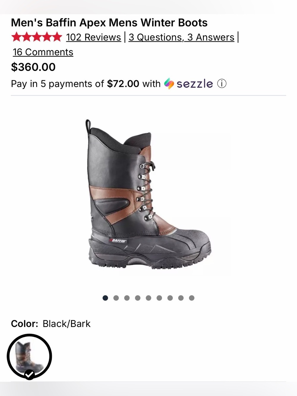 Men's Baffin Apex Mens Winter Boots Sz 14